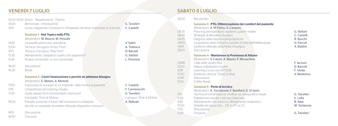 Programma CONGRESSO sulla Chirurgia Protesica all'Aurum di Pescara